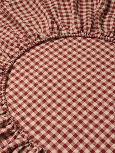 Rhubarb Gingham 100% Linen Fitted Sheet - alternate image