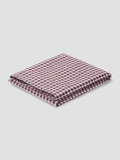 Berry Gingham 100% Linen Flat Sheet