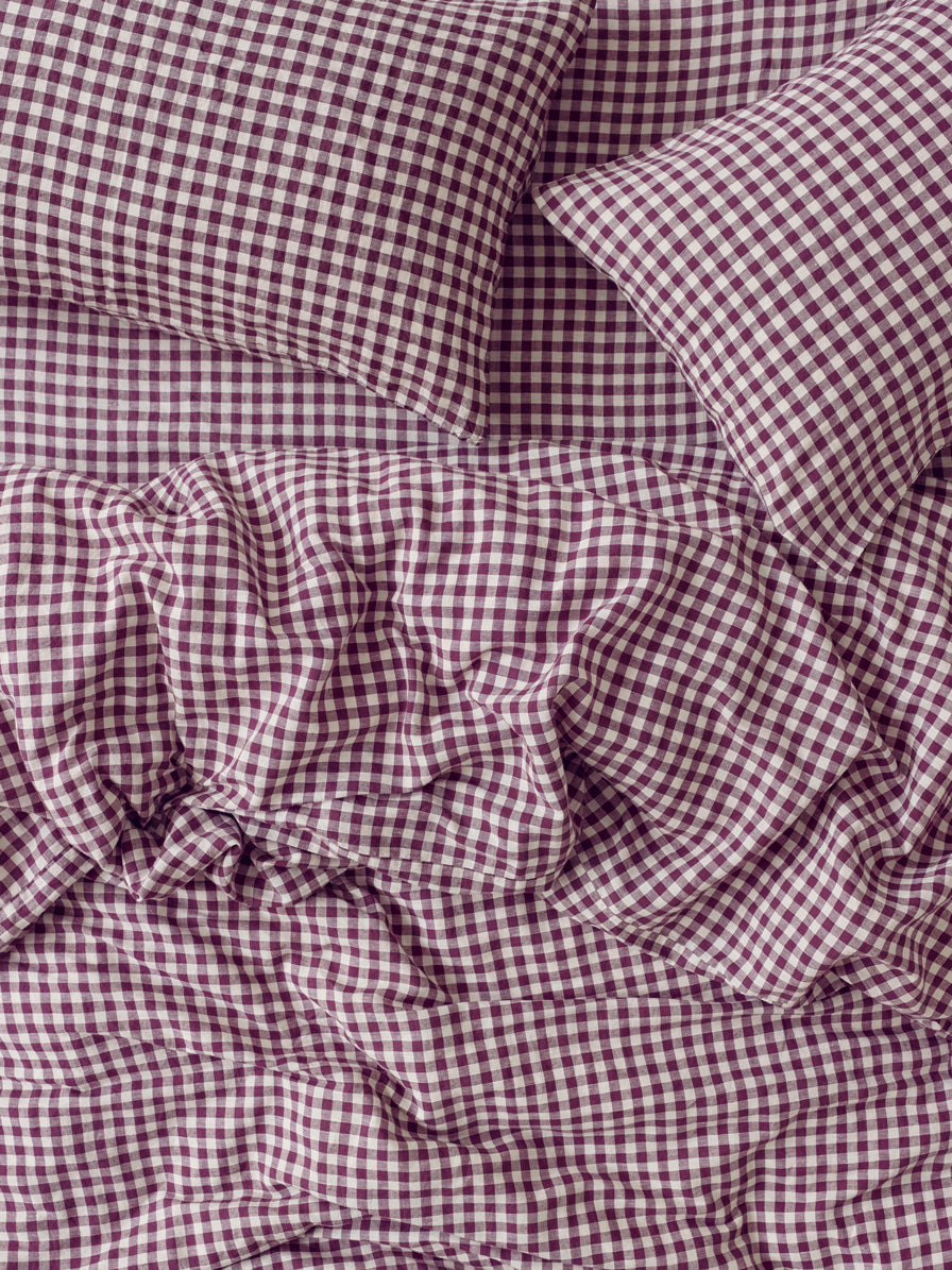 Gingham 100% Linen Duvet Cover