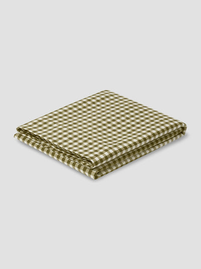Botanical Green Gingham Linen Blend Flat Sheet - alternate image