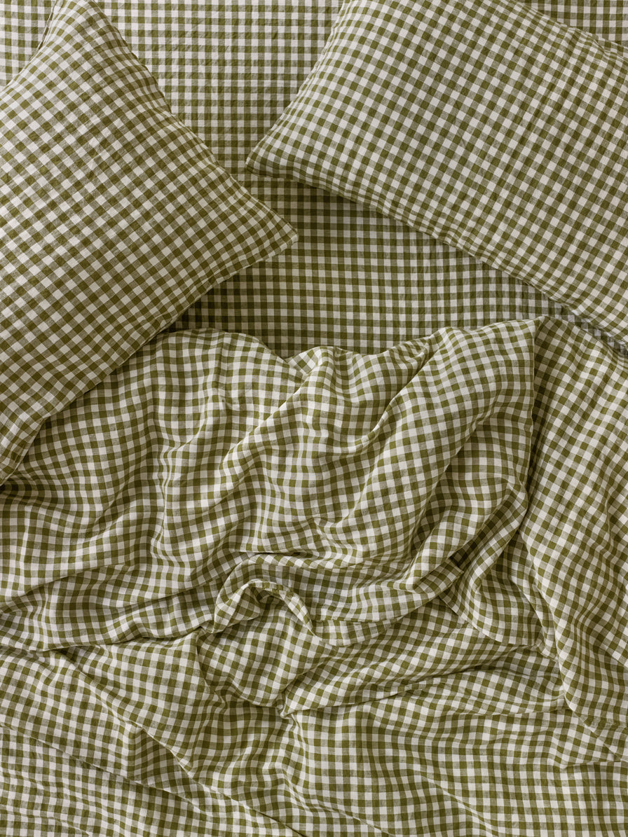 Botanical Gingham 100% Linen Duvet Cover