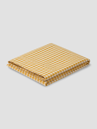 Honey Gingham 100% Linen Flat Sheet - alternate image