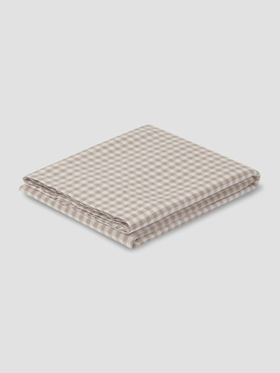 Mushroom Gingham 100% Linen Flat Sheet - alternate image