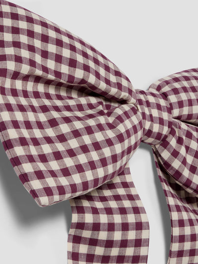 Berry Gingham Linen Bow