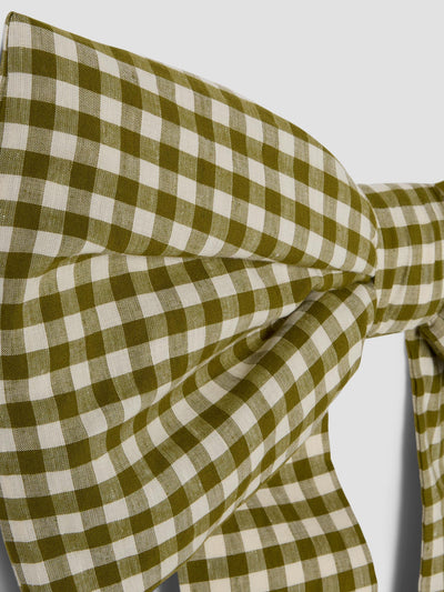 Botanical Green Gingham Linen Bow