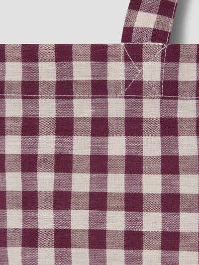 Berry Gingham Linen Blend Tote Bag