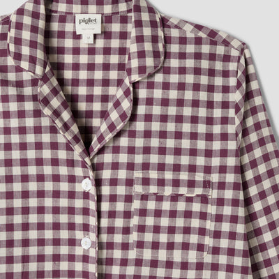 Berry Gingham Linen Blend Pyjama Trouser Set