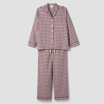 Berry Gingham Linen Blend Pyjama Trouser Set - alternate image