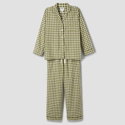 Botanical Green Gingham Linen Blend Pyjama Trouser Set - alternate image