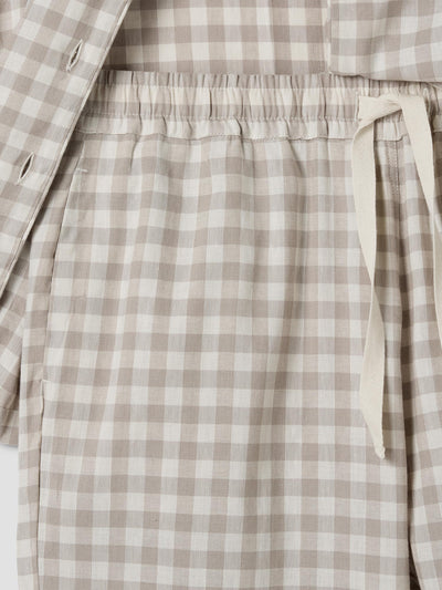 Ensemble de Pyjama Pantalon en Mélange de Lin à Carreaux Champignons