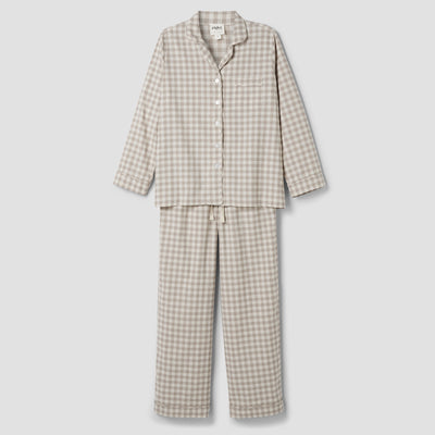 Mushroom Gingham Linen Blend Pyjama Trouser Set - alternate image