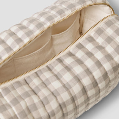 Mushroom Gingham 100% Linen Wash Bag - alternate image