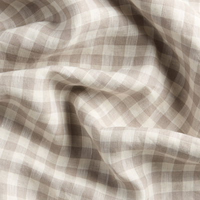 Mushroom Gingham Linen Blend Fabric Swatch