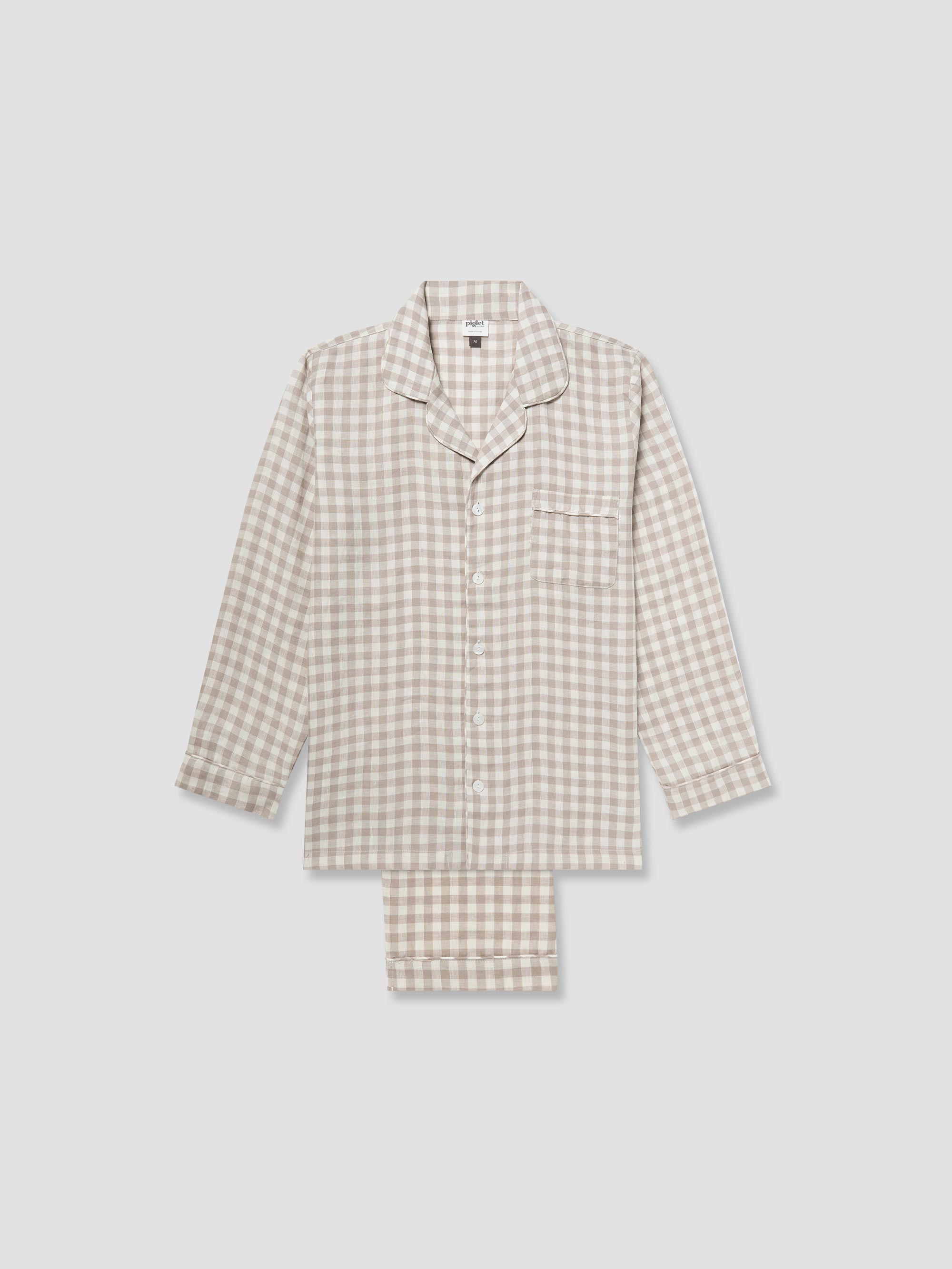 Men's Mushroom Gingham Pyjama Trouser Set