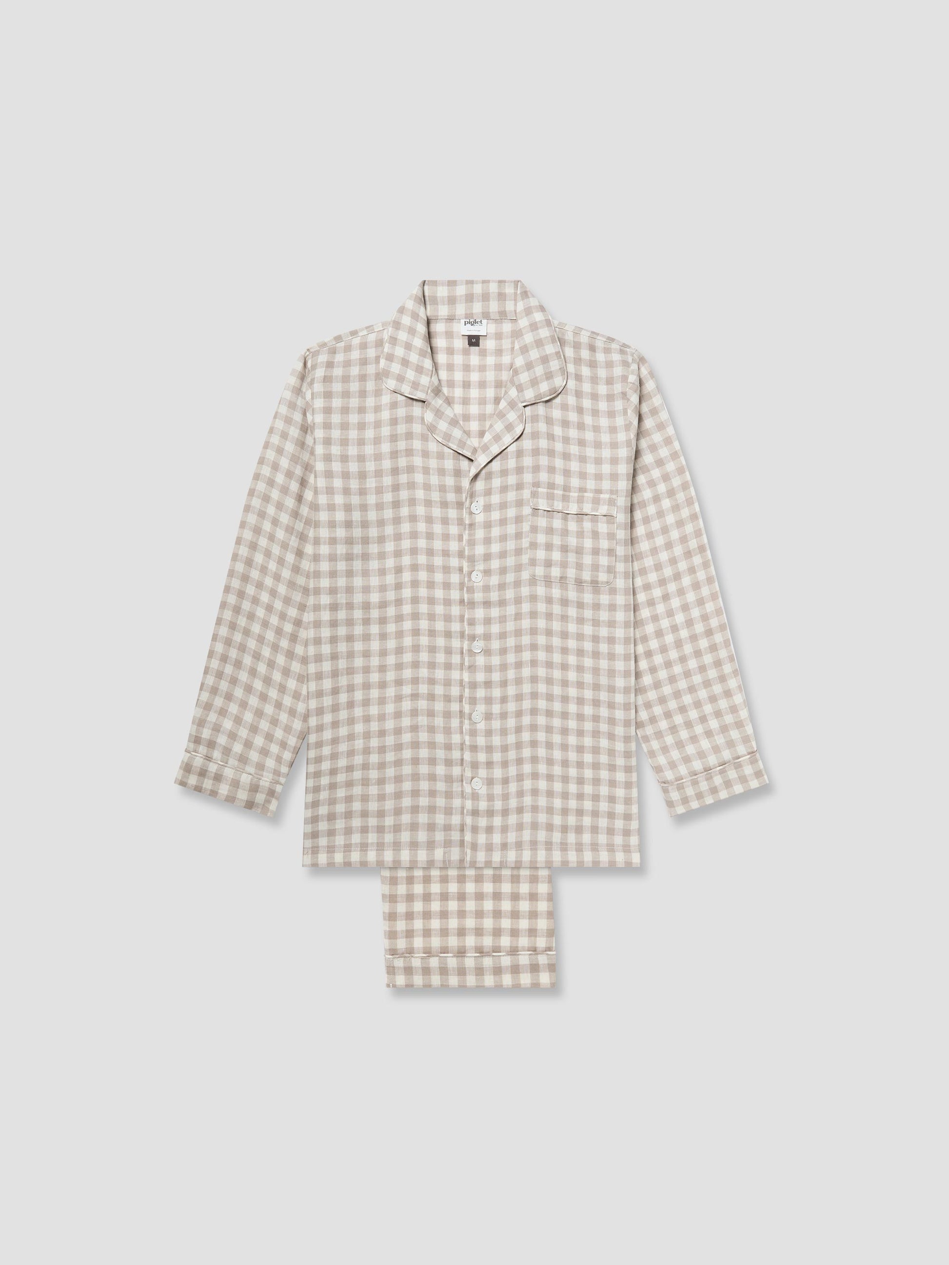 Men's Mushroom Gingham Pyjama Trouser Set