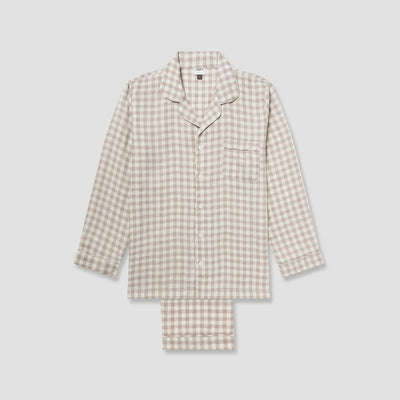 Men's Mushroom Gingham Pyjama Trouser Set - alternate image