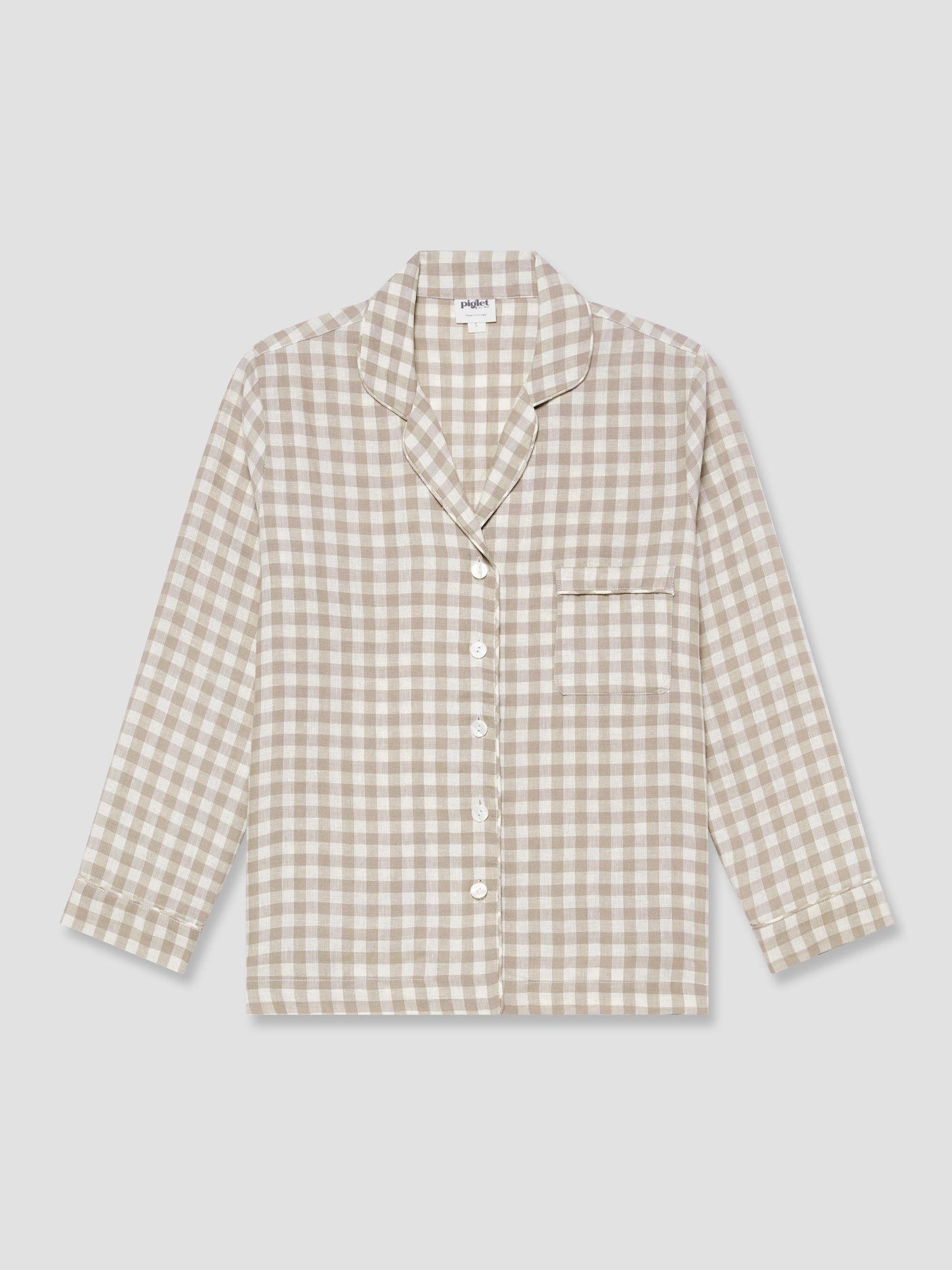 Mushroom Gingham Pyjama Shirt