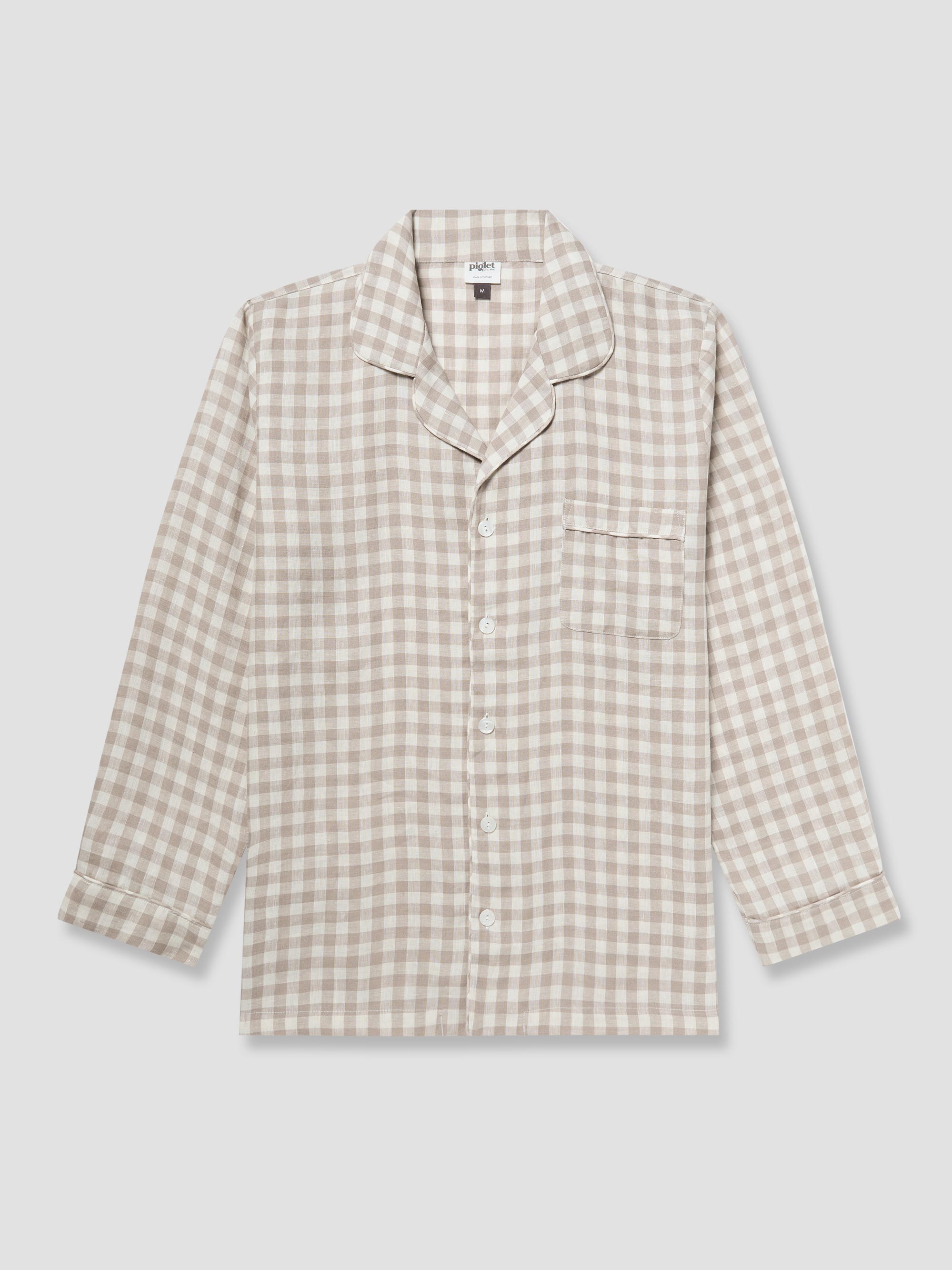 Men's Mushroom Gingham Pyjama Shirt
