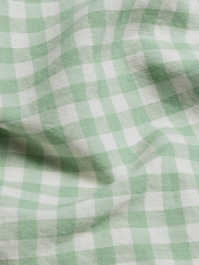 Sage Green Gingham Linen Blend Fitted Sheet