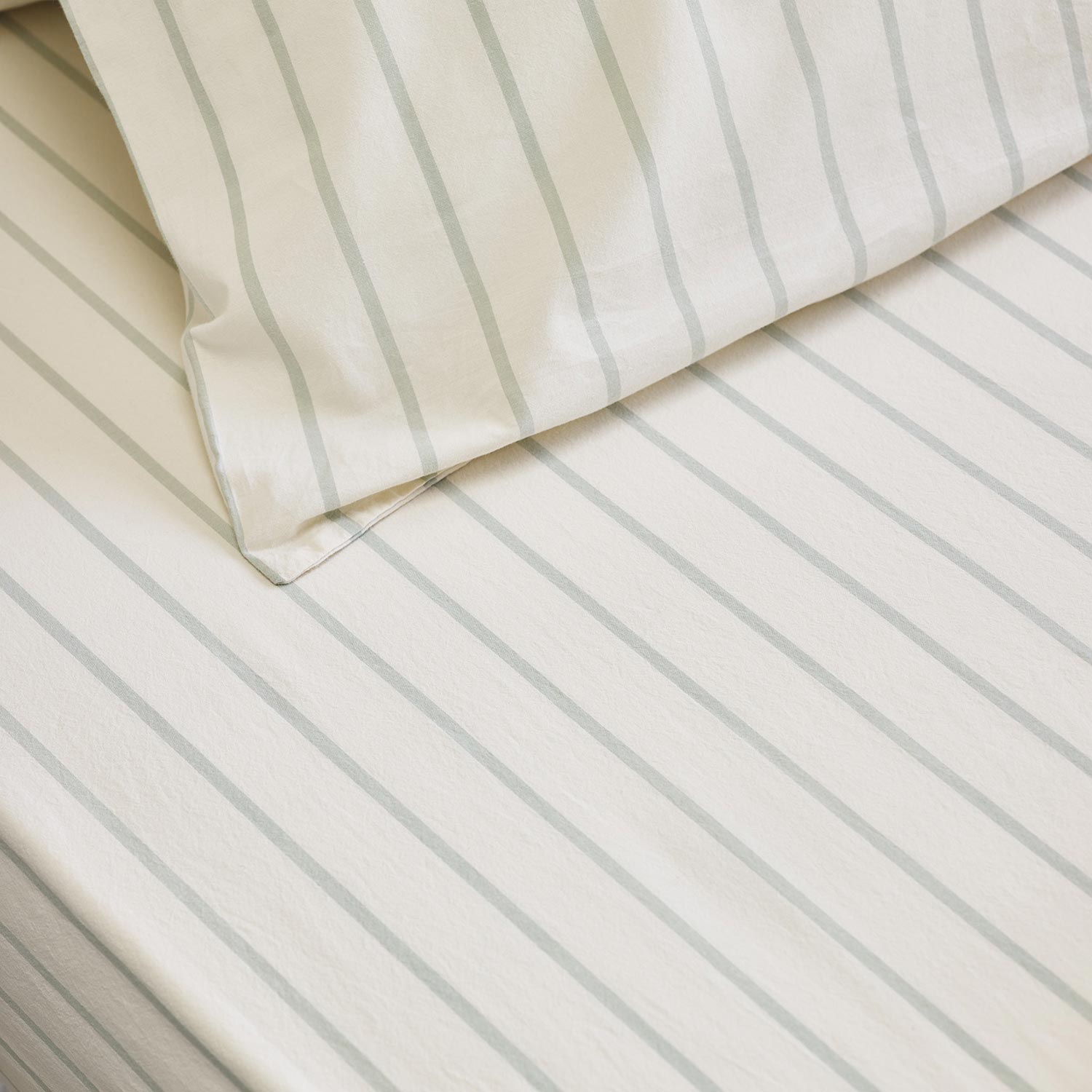 Mellow Green Slumber Stripe Cotton Fitted Sheet
