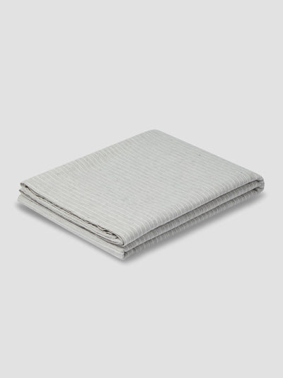 Grey Mini Stripe Linen Blend Flat Sheet - alternate image