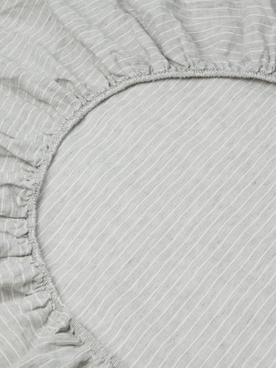 Grey Mini Stripe Linen Blend Fitted Sheet - alternate image