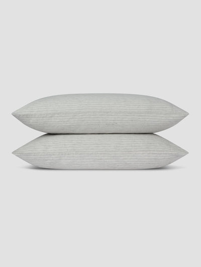 Grey Mini Stripe Linen Blend Pillowcases (Pair) - alternate image