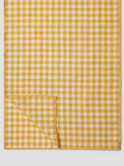 Honey Gingham 100% Linen Table Runner