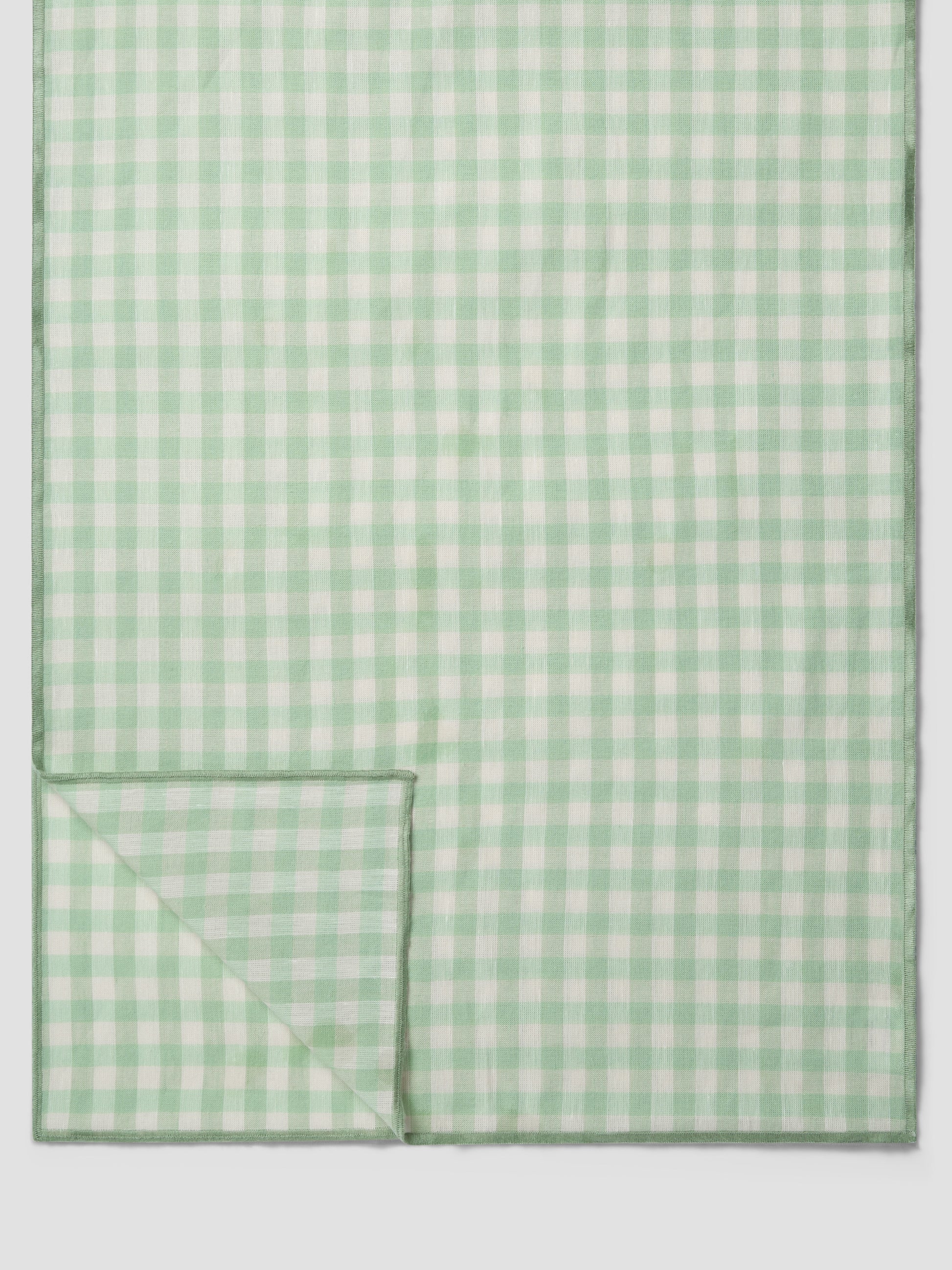 Sage Green Gingham Linen Blend Table Runner