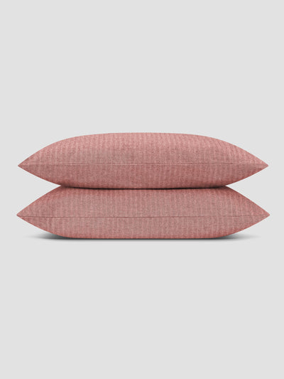 Auburn Red Herringbone Brushed Cotton Pillowcases (Pair) - alternate image