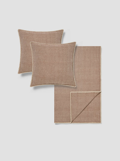Mocha Herringbone Wool Home Bundle