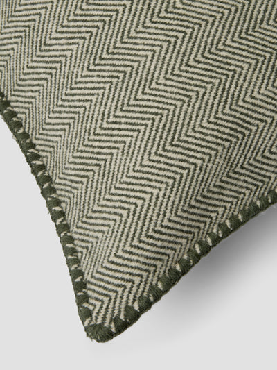 Fern Green Herringbone Wool Rectangle Cushion Cover - alternate image