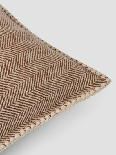 Mocha Herringbone Wool Rectangle Cushion Cover
