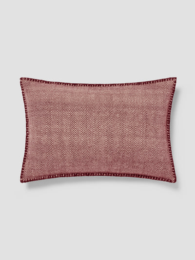 Rhubarb Herringbone Wool Rectangle Cushion Cover