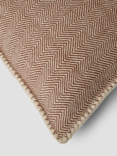 Mocha Herringbone Wool Square Cushion Cover