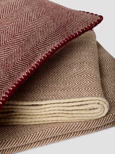 Rhubarb Herringbone Wool Square Cushion Cover