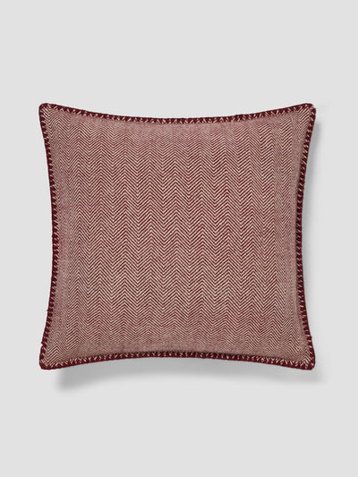 Rhubarb Herringbone Wool Square Cushion Cover