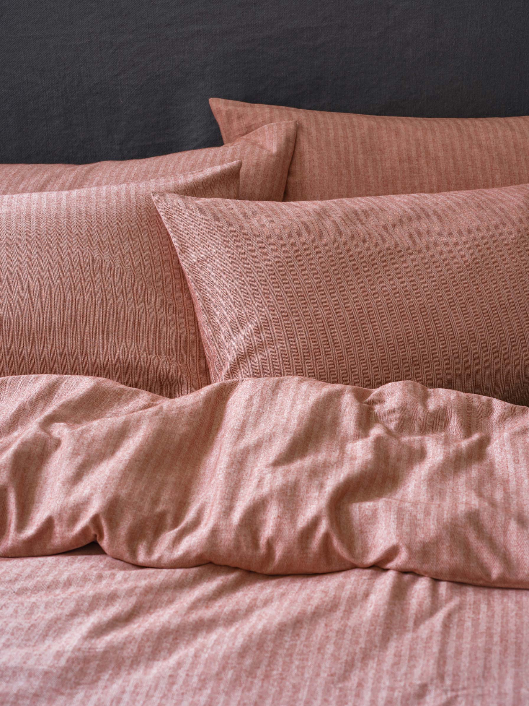 Auburn Red Herringbone Brushed Cotton Pillowcases (Pair)