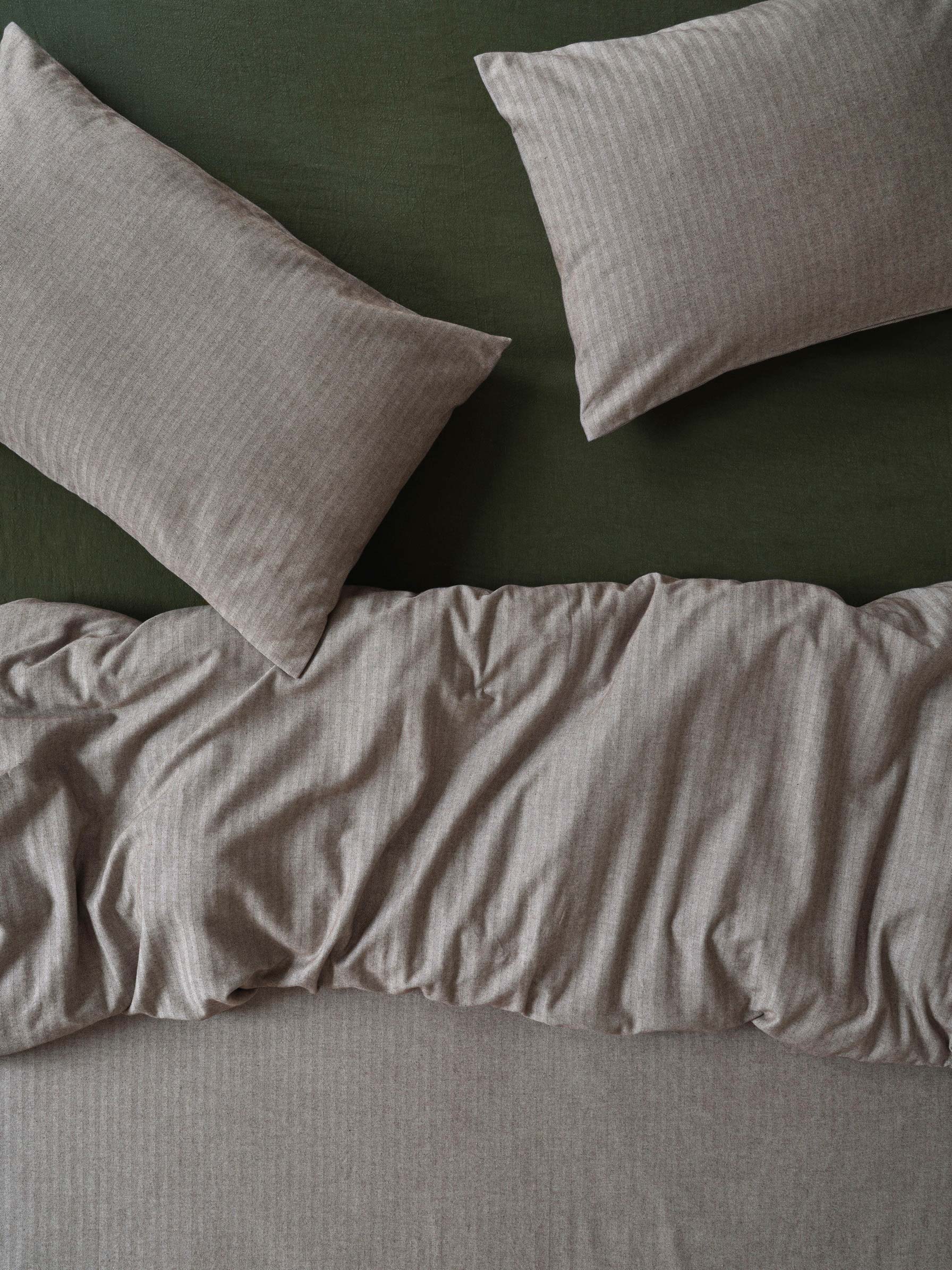 Mocha Herringbone Brushed Cotton Duvet Cover