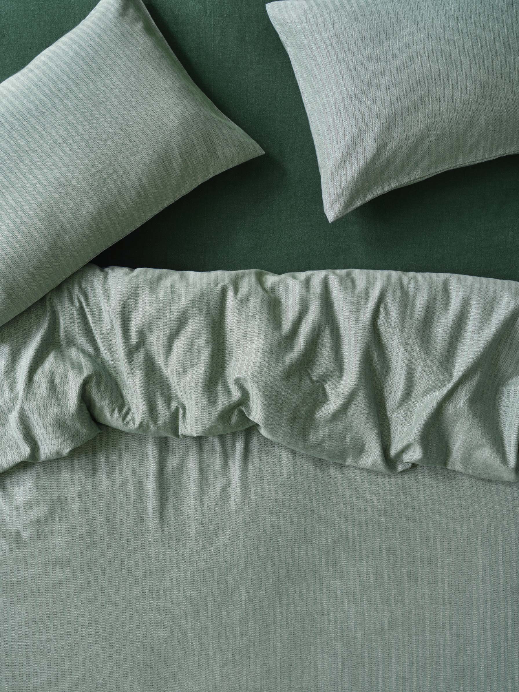 Spruce Green Herringbone Brushed Cotton Duvet Cover
