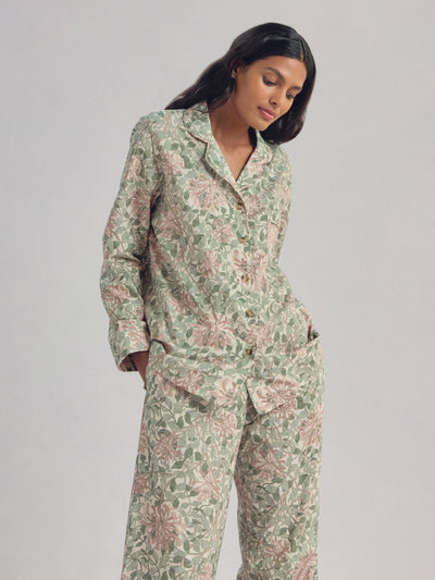Soft Sage Honeysuckle Cotton Trouser Set