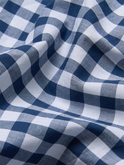 Indigo Small Gingham Cotton Flat Sheet - alternate image