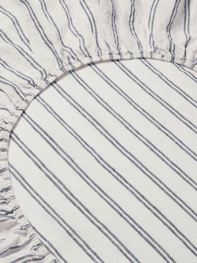 Ivory Kemptown Stripe 100% Linen Fitted Sheet - alternate image