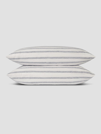 Ivory Kemptown Stripe 100% Linen Pillowcase (Pair)