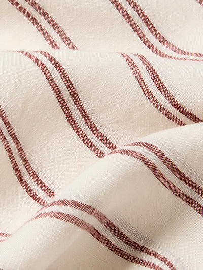 Rhubarb Kemptown Stripe Linen Fabric Swatch
