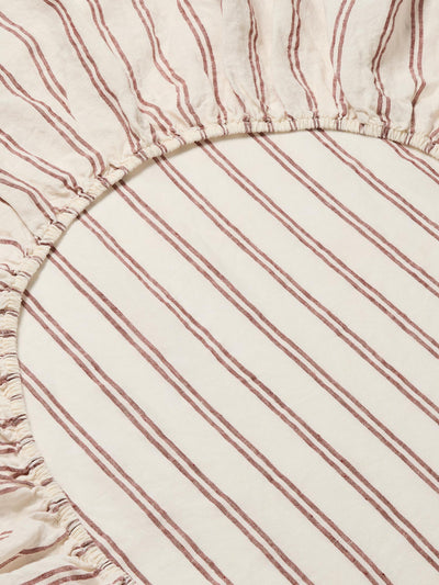 Rhubarb Kemptown Stripe 100% Linen Fitted Sheet - alternate image