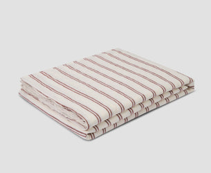 Rhubarb Kemptown Stripe Linen Blend Flat Sheet