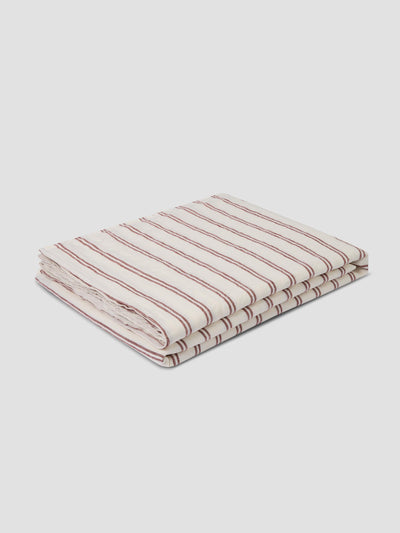 Rhubarb Kemptown Stripe 100% Linen Flat Sheet - alternate image