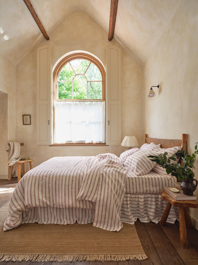 Rhubarb Kemptown Stripe 100% Linen Duvet Cover - alternate image