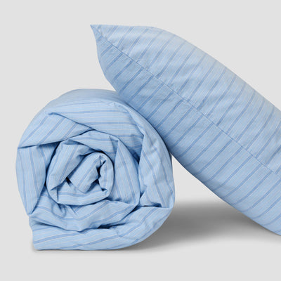 Pale Blue Favourite Shirt Stripe Kids Cotton Bedding Set